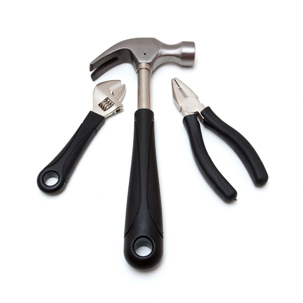 Hardware tools isolated on white background