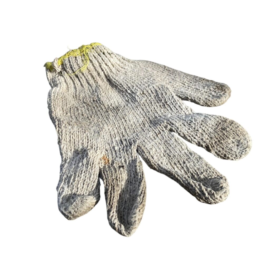 old gloves on the white background